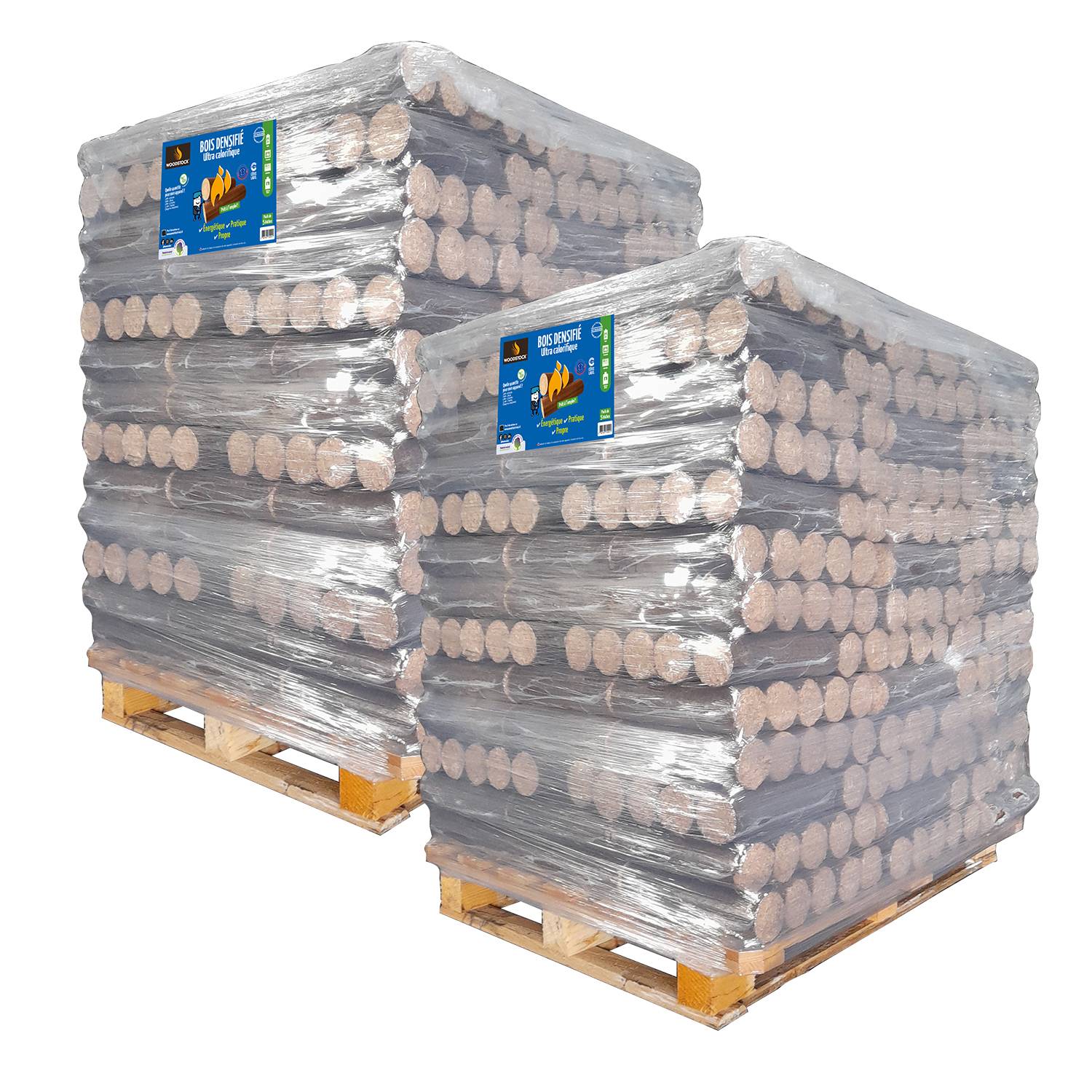 WOODSTOCK - Woodstock bois densifié par 5 - Lot de 2 palettes de 104 packs de 5 bûches - Image 1