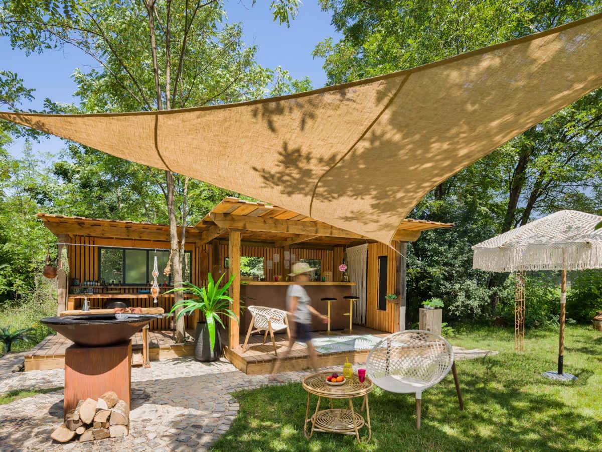 Voile d'ombrage Naturelle Jute Triangulaire 5 m - Jardiline - Imagen 1