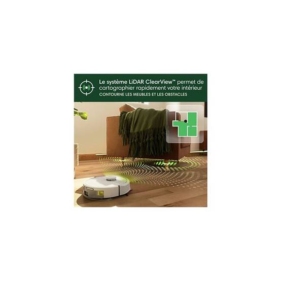 Robot aspirateur laveur Roomba 105 Combo, base AutoEmpty, LiDAR, 7000 Pa, blanc - iRobot - Image 6