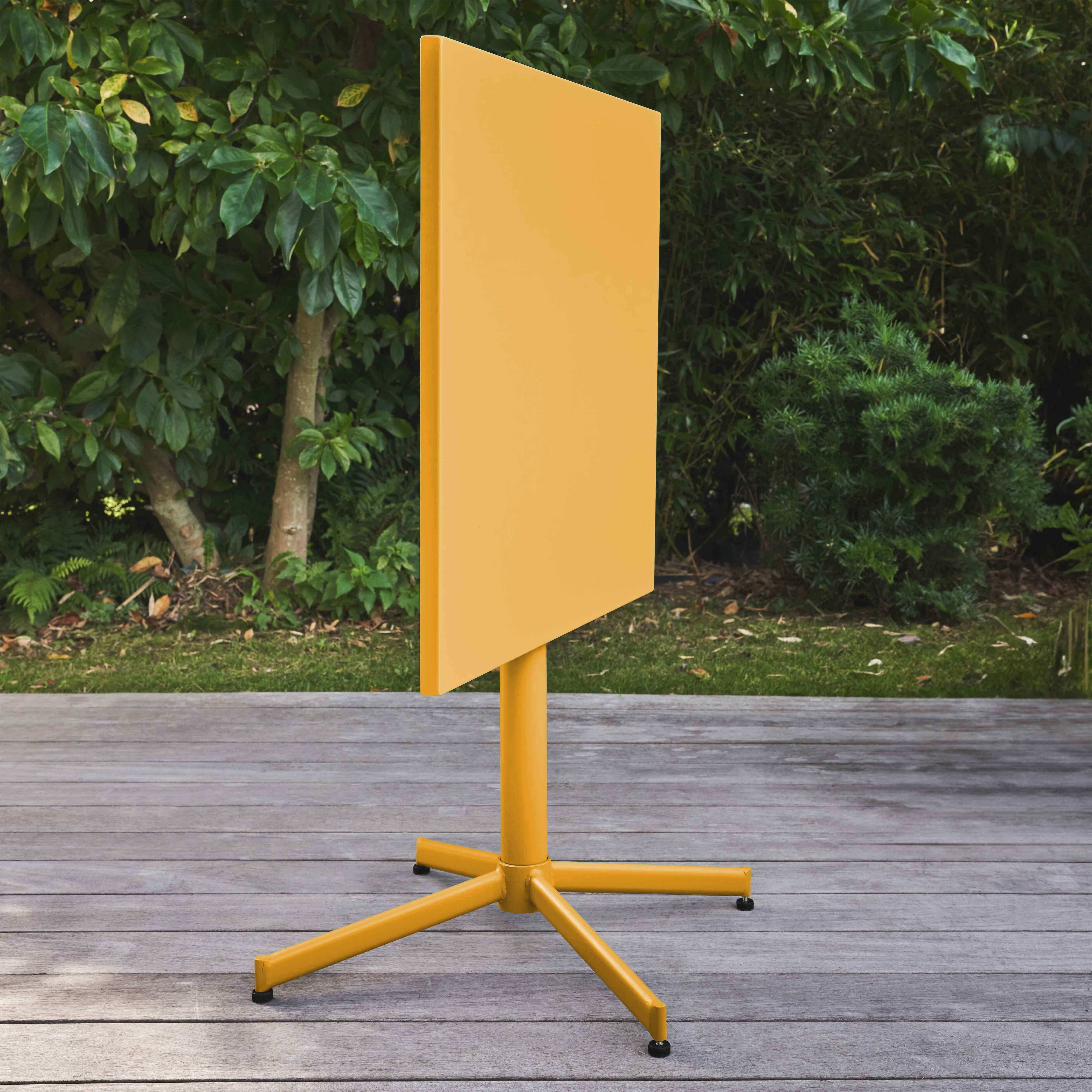 Oviala - Table de jardin carrée bistro inclinable en acier jaune Palavas - Oviala - Imagen 4