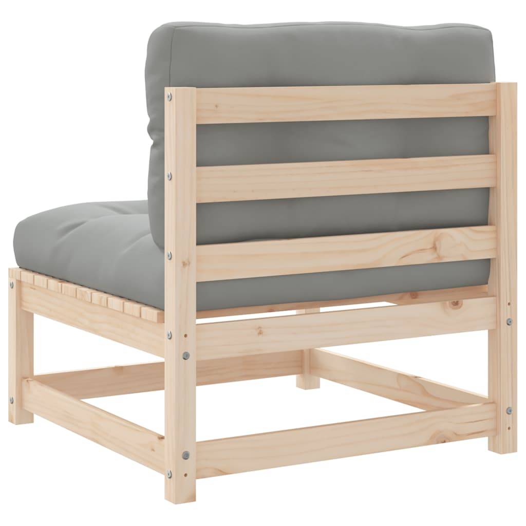 Canapé de jardin | Canapé D'extérieur | Sofa De Jardin sans accoudoirs et coussins bois massif de pin Maison Chic - Image 7