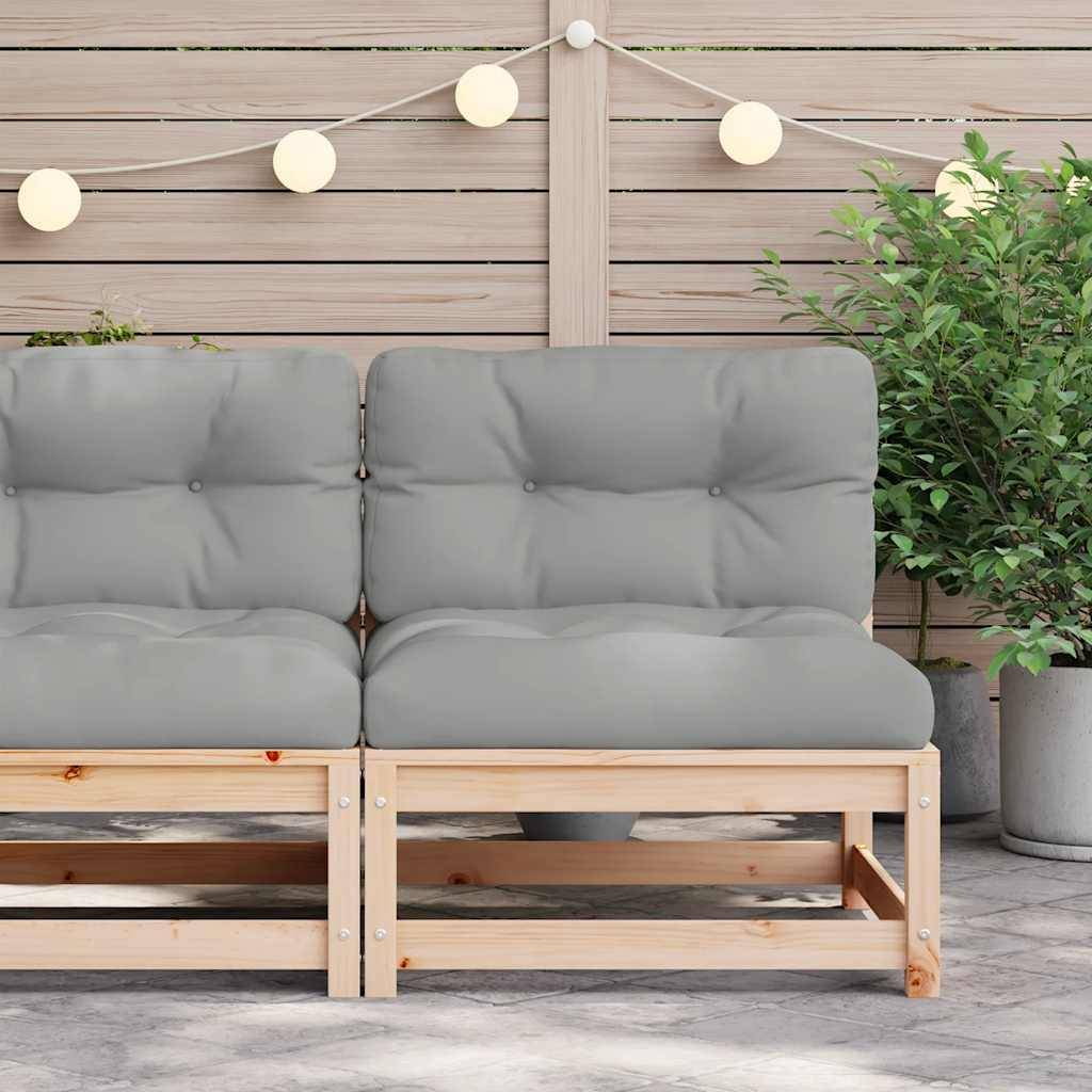 Canapé de jardin | Canapé D'extérieur | Sofa De Jardin sans accoudoirs et coussins bois massif de pin Maison Chic - Image 3