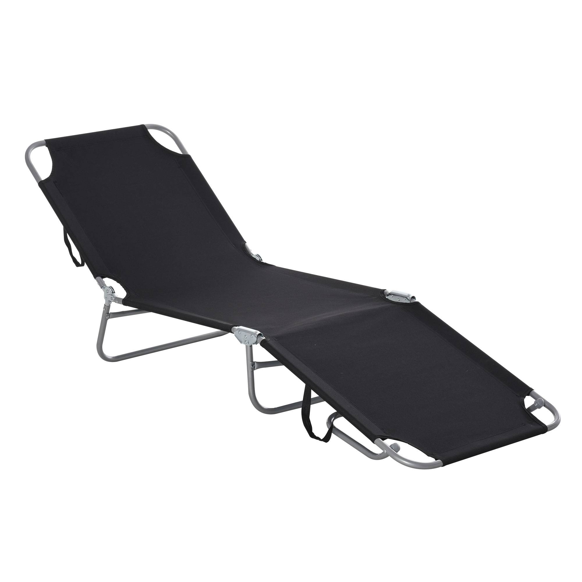 Transat de jardin pliable avec dossier réglable 5 positions, charge maximale 120 kg, pour terrasse, 187 x 55 x 24 cm, noir - Image 2