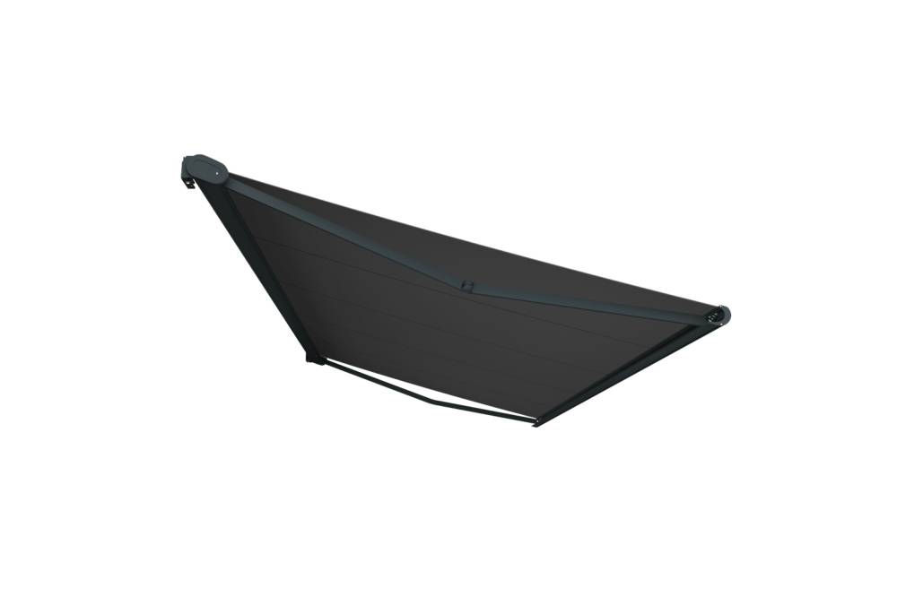 Ombrazur - Store banne Coffre intégral PROTECT 2 Gris Anthracite 5x3,5m Motorisé à  télécommande - Toile Grise Anthracite OMBRAZUR