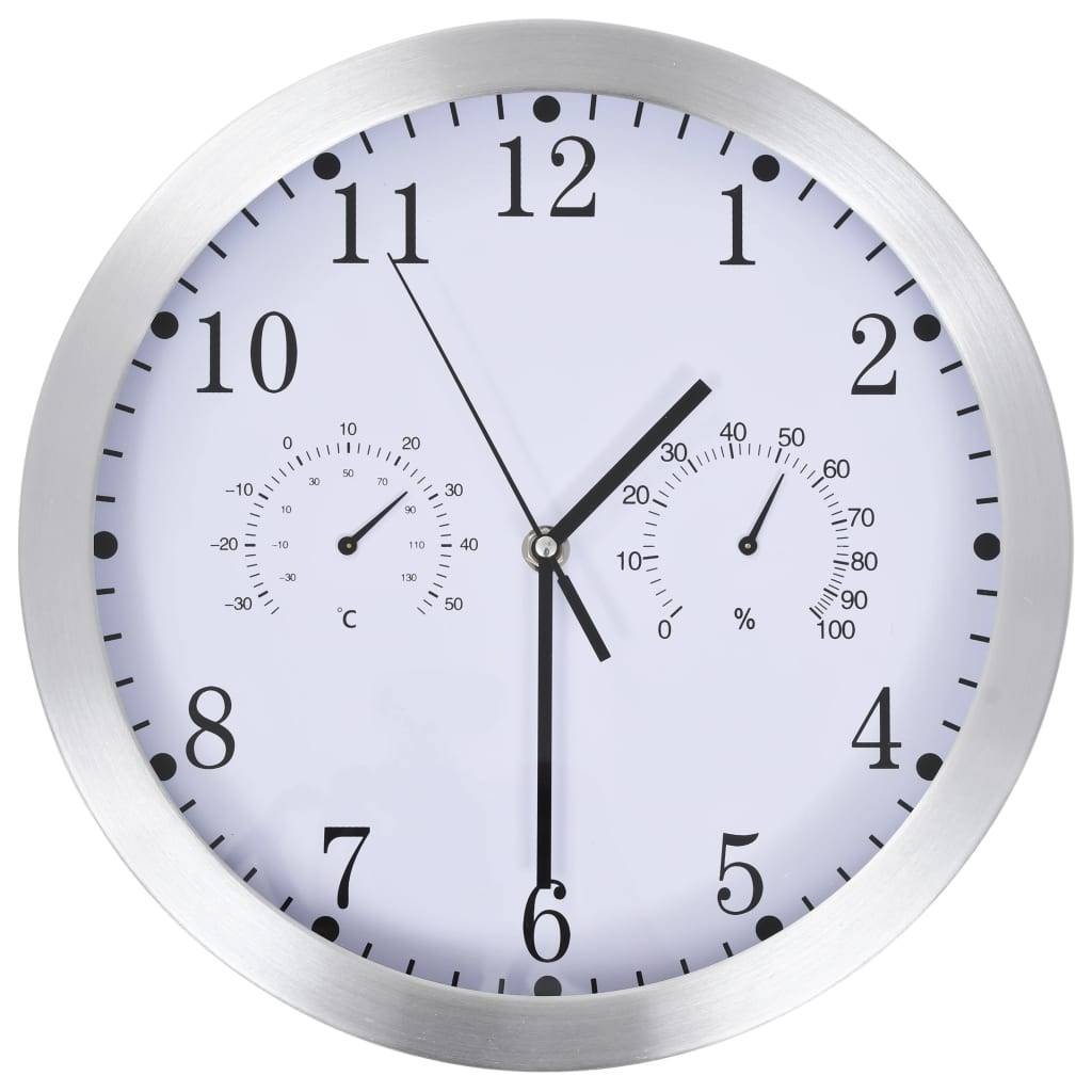 Horloge Murale Marron Foncé Calendrier Moderne à Date et Thermomètre