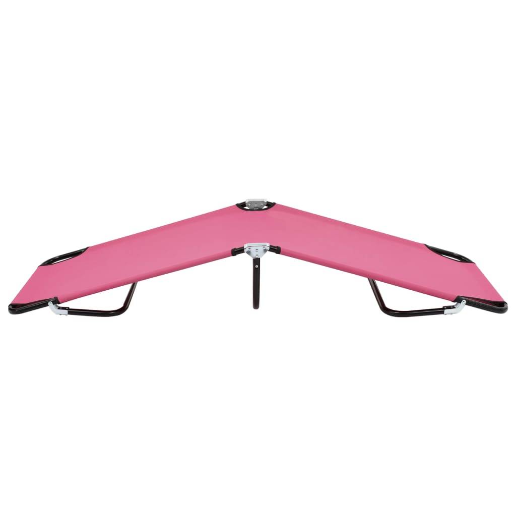 Helloshop26 - Transat chaise longue bain de soleil lit de jardin terrasse meuble d'extérieur pliable acier rose - Imagen 3