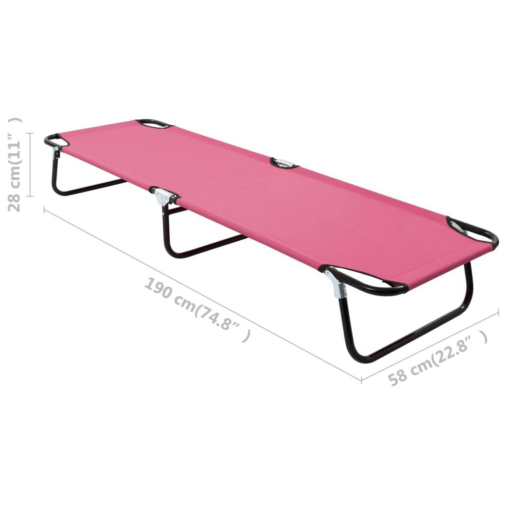 Helloshop26 - Transat chaise longue bain de soleil lit de jardin terrasse meuble d'extérieur pliable acier rose - Imagen 8