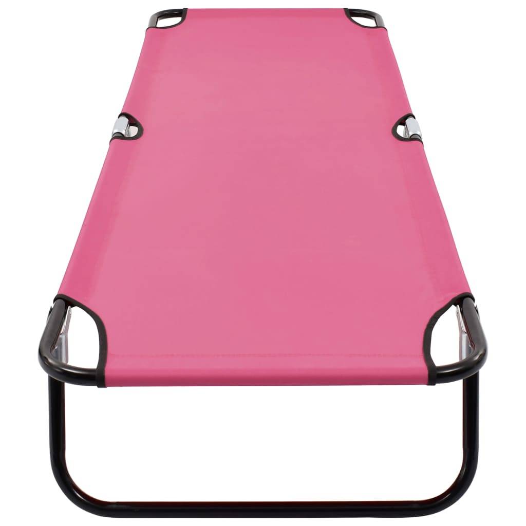 Helloshop26 - Transat chaise longue bain de soleil lit de jardin terrasse meuble d'extérieur pliable acier rose - Imagen 5
