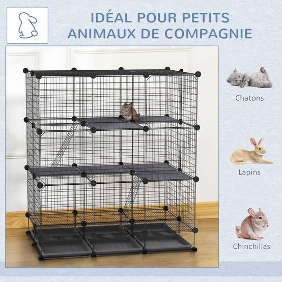 Cage enclos pour rongeurs métal noir 111 x 75 x 119 cm - PANGIVO - Image 10