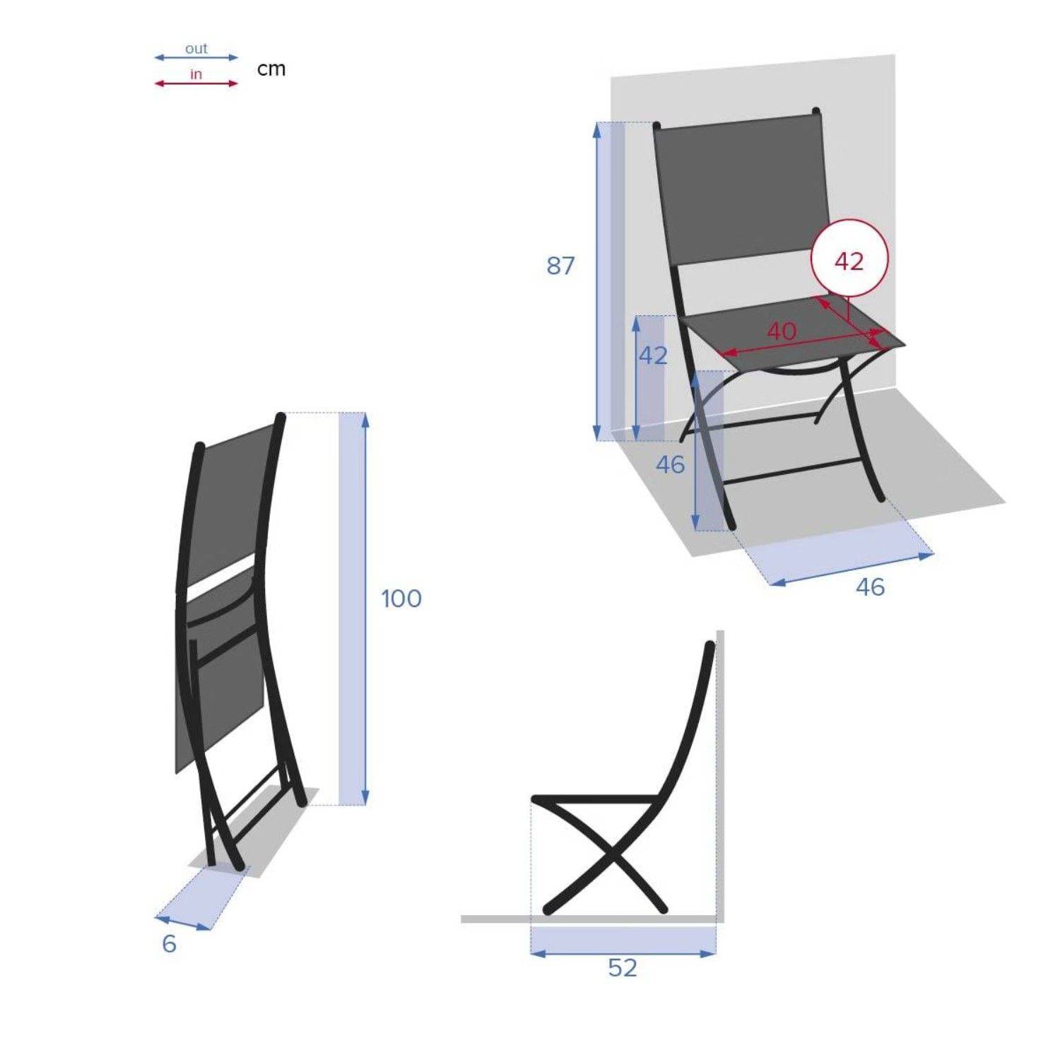 Sans Marque - Lot de 4 chaises de jardin pliables MODULA - Toilinux - Imagen 3