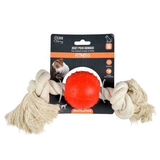Love Story - Jouet pour Chien "Corde & Balle" 33cm Naturel - Image 2