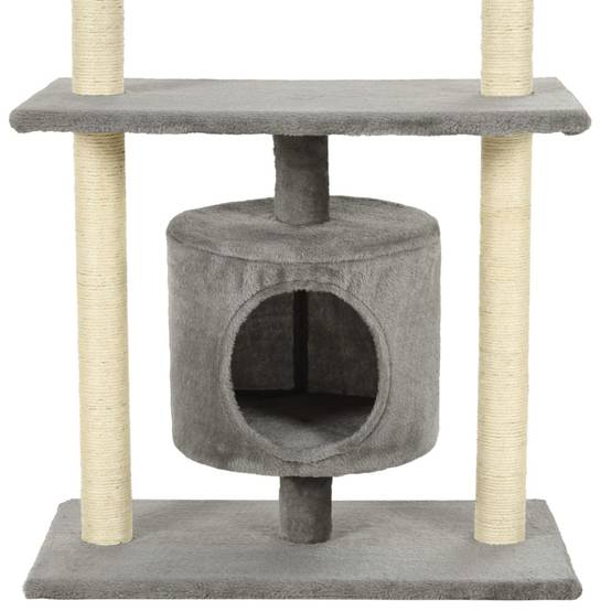 Arbre à chat bois et sisal gris 70 x 45 x 95 cm - PANGIVO - Image 7