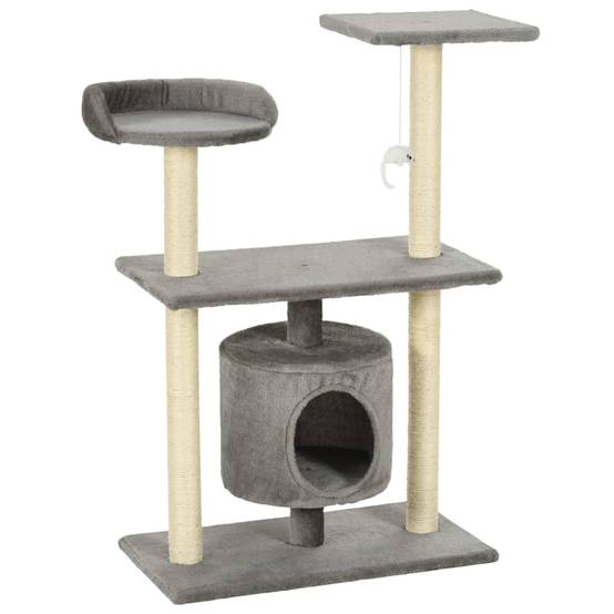 Arbre à chat bois et sisal gris 70 x 45 x 95 cm - PANGIVO - Image 2