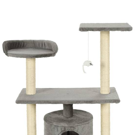 Arbre à chat bois et sisal gris 70 x 45 x 95 cm - PANGIVO - Image 4