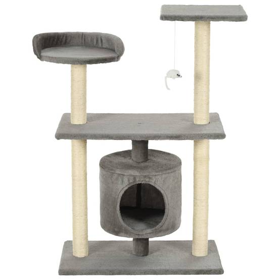 Arbre à chat bois et sisal gris 70 x 45 x 95 cm - PANGIVO - Image 3