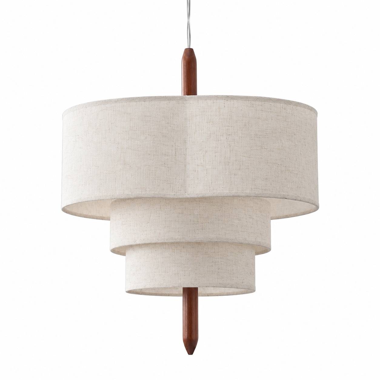 Suspension Moderne 3 Niveaux Lin Metal Bois Hauteur Reglable - Image 1