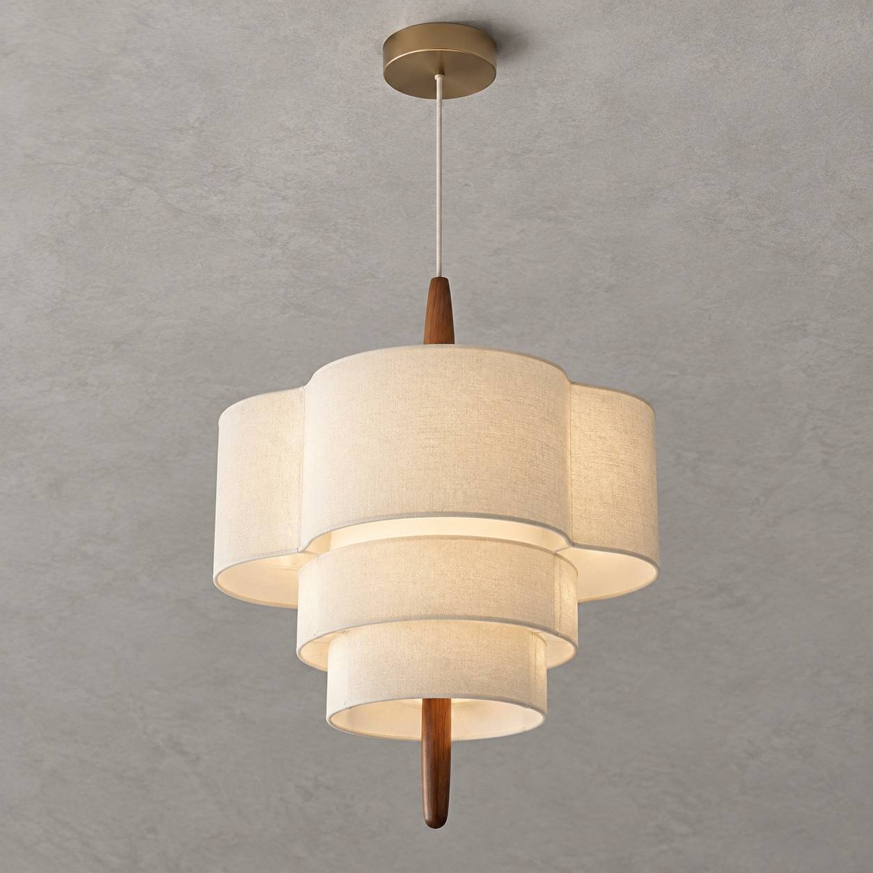 Suspension Moderne 3 Niveaux Lin Metal Bois Hauteur Reglable - Image 9