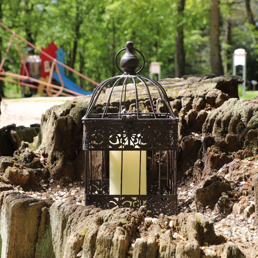Cage à oiseaux décorative ancienne métal marron 47x24x24cm Chemin de campagne - Imagen 3