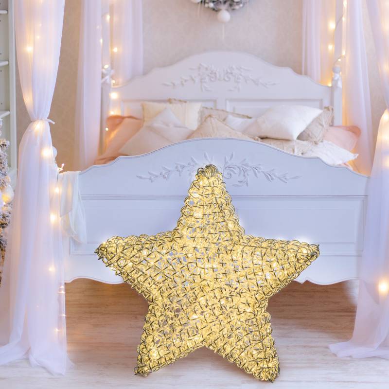 Lotti - Étoile lumineuse 3D Ø80 cm 200 LED blanc chaud fixe Aluminium tressé Argenté 31V Lotti - Imagen 8