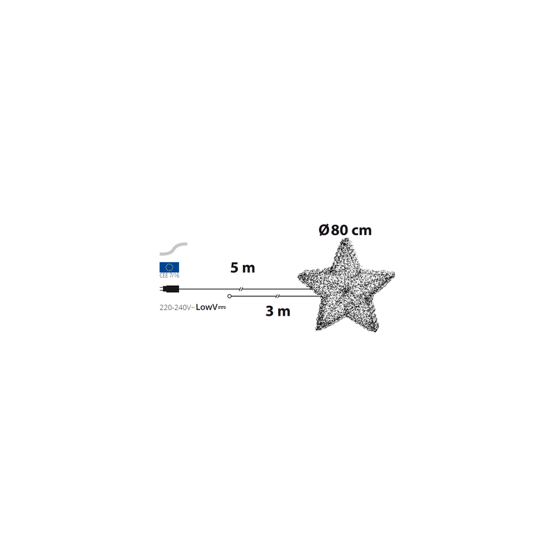 Lotti - Étoile lumineuse 3D Ø80 cm 200 LED blanc chaud fixe Aluminium tressé Argenté 31V Lotti - Imagen 2
