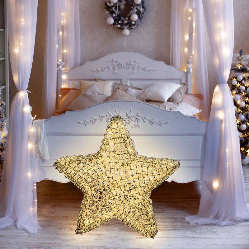 Lotti - Étoile lumineuse 3D Ø80 cm 200 LED blanc chaud fixe Aluminium tressé Argenté 31V Lotti - Imagen 1