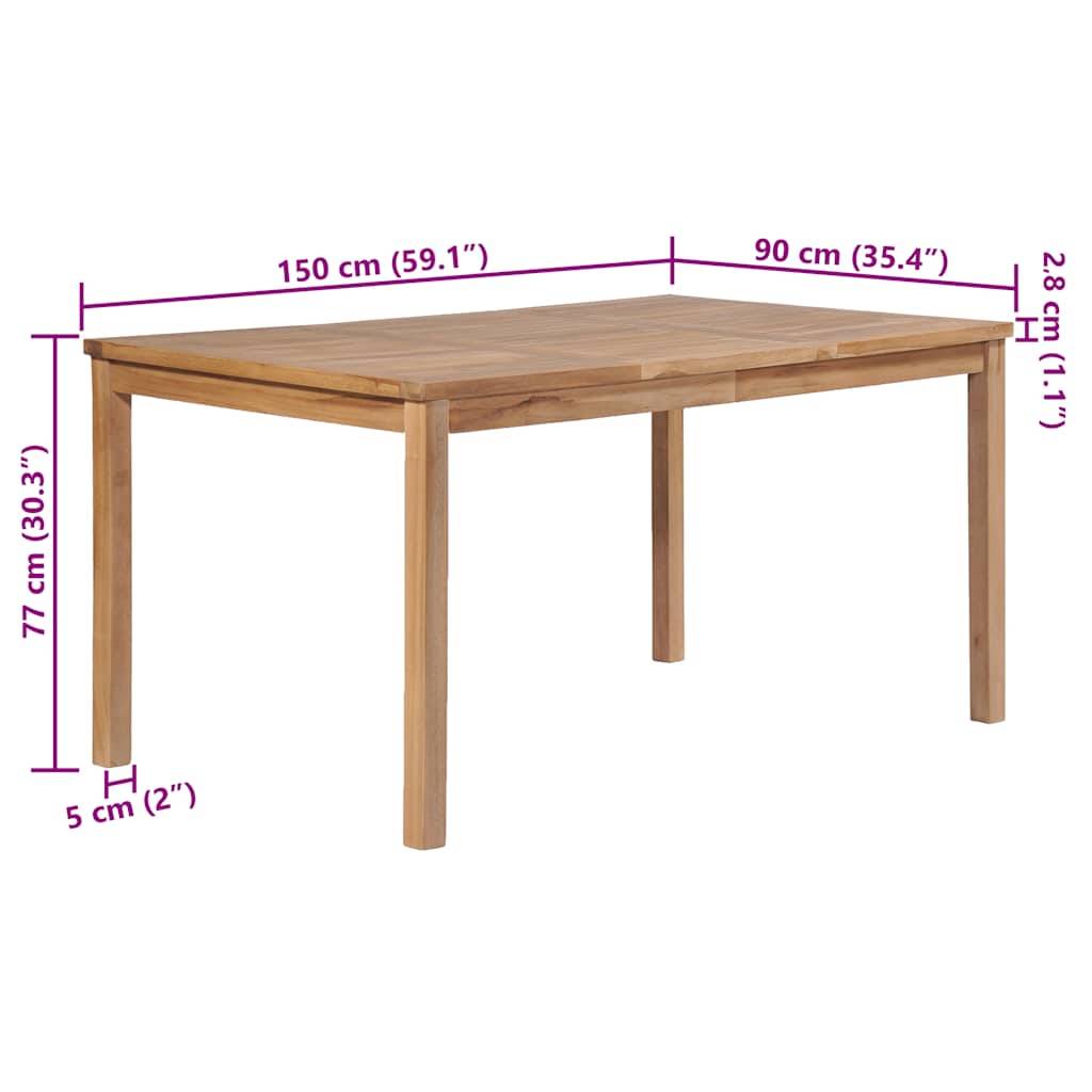 Table de jardin bois de teck solide 150 x 90 x 77 cm - PANGIVO - Image 6