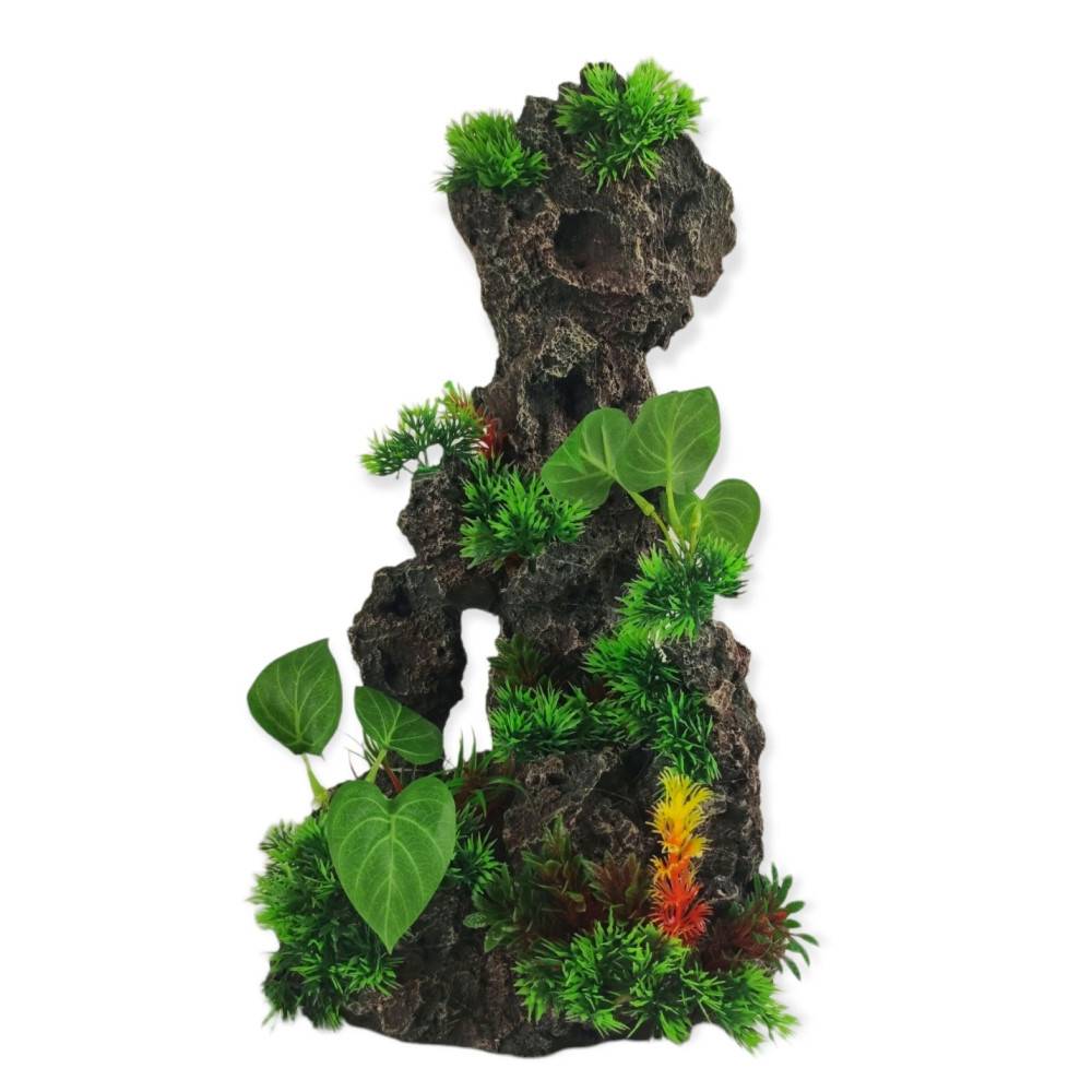 Décoration rocher et plantes 22x16x H 45cm, aquarium. - Image 1