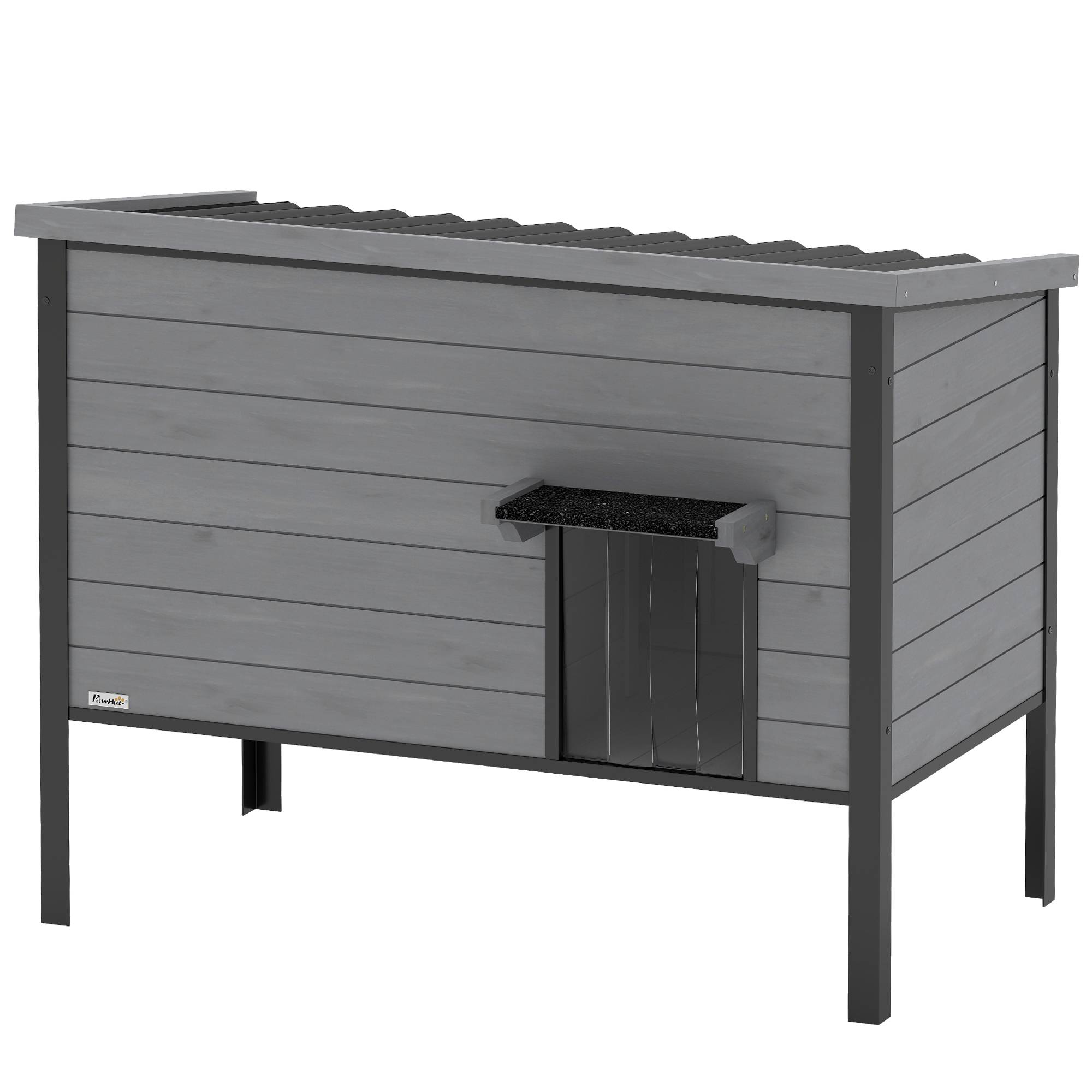 Maison pour chat bois de sapin gris clair 85 x 55 x 70 cm - PANGIVO - Image 2
