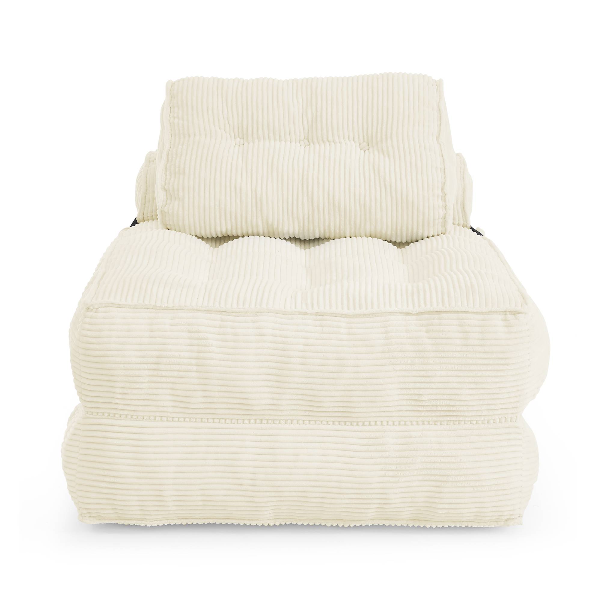 Fauteuil de Sol Pliable 2-en-1 en Cord, Dossier Réglable, Canapé Convertible et Lit d’Appoint pour Salon et Chambre, Beige - Image 2