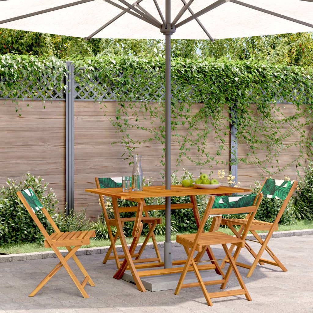 Maison Chic - Lot de 4 Chaise pliante de jardin - Chaises d'extérieur - Chaises de jardin pliables vert tissu et bois massif-JU12477 - Image 2