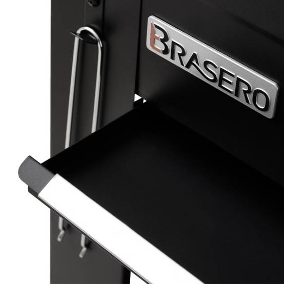 Brasero - Barbecue charbon Malaga - BRASERO - Grille acier chromé 72 x 40,5 cm - Cuve charbon ajustable en hauteur avec manivelle, Noir - Imagen 8
