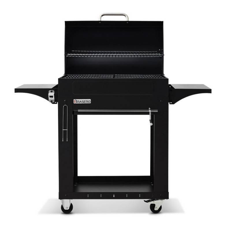Brasero - Barbecue charbon Malaga - BRASERO - Grille acier chromé 72 x 40,5 cm - Cuve charbon ajustable en hauteur avec manivelle, Noir - Imagen 3