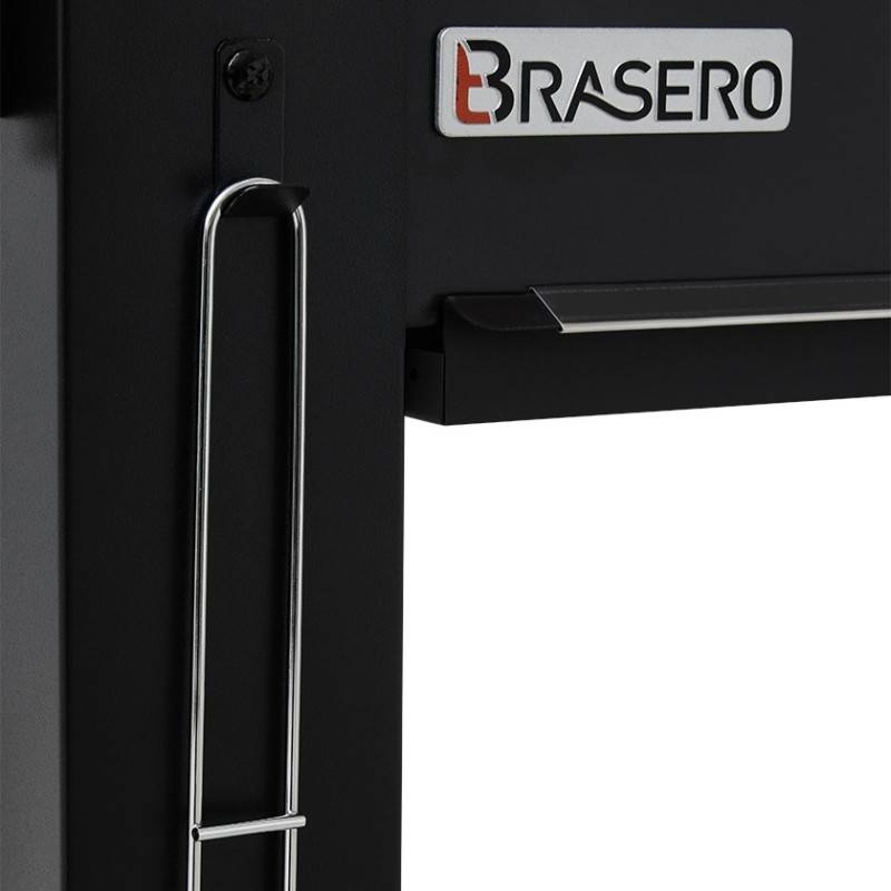 Brasero - Barbecue charbon Malaga - BRASERO - Grille acier chromé 72 x 40,5 cm - Cuve charbon ajustable en hauteur avec manivelle, Noir - Imagen 9