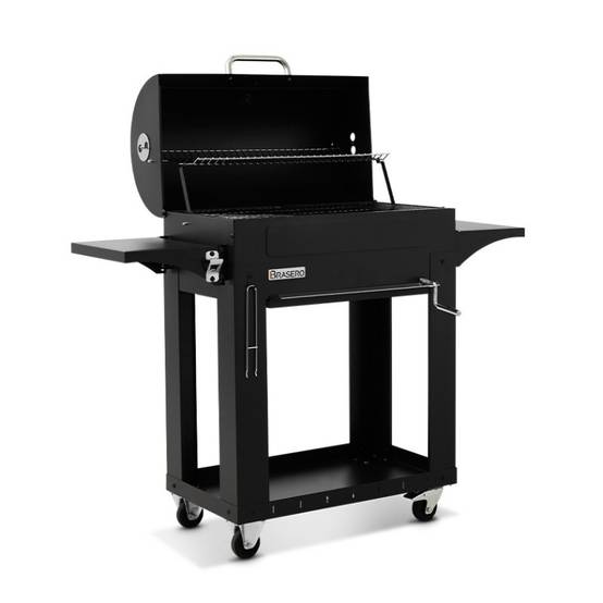 Brasero - Barbecue charbon Malaga - BRASERO - Grille acier chromé 72 x 40,5 cm - Cuve charbon ajustable en hauteur avec manivelle, Noir - Imagen 2