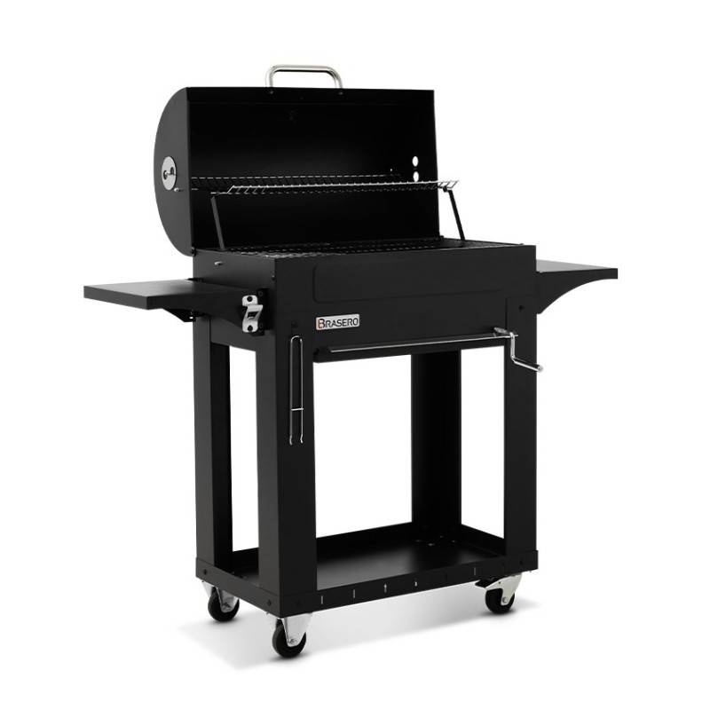 Brasero - Barbecue charbon Malaga - BRASERO - Grille acier chromé 72 x 40,5 cm - Cuve charbon ajustable en hauteur avec manivelle, Noir - Imagen 2