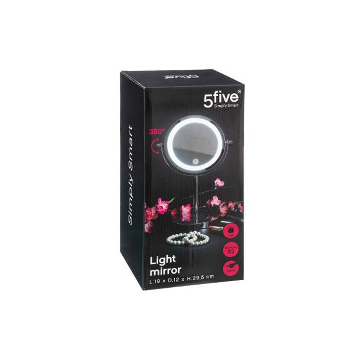 Miroir Pivotant Rond sur Pied "Led" 29cm Argent - Image 2
