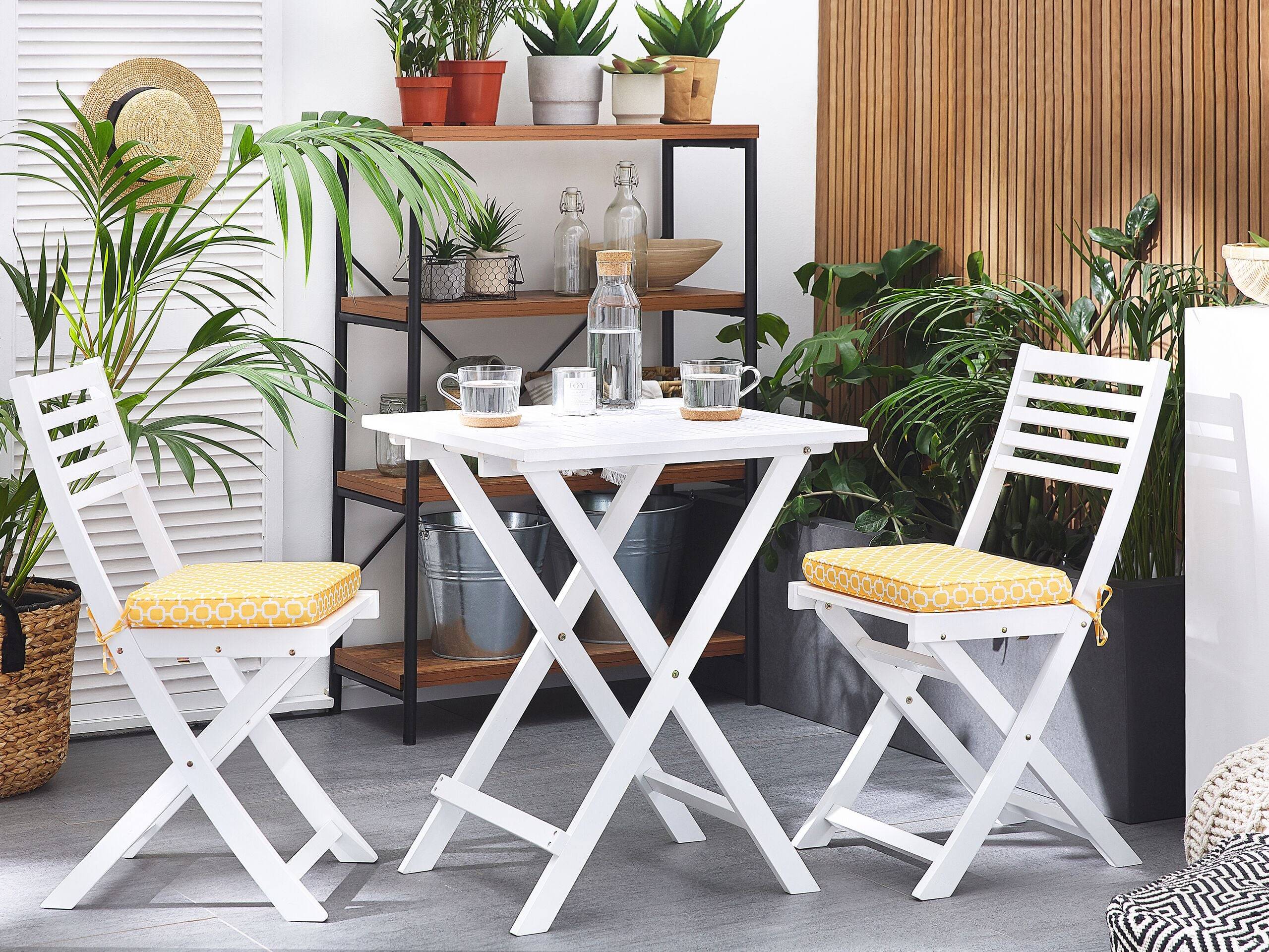 Beliani - Set de bistrot, 2 Personnes Acacia Blanc FIJI - Beliani - Imagen 1