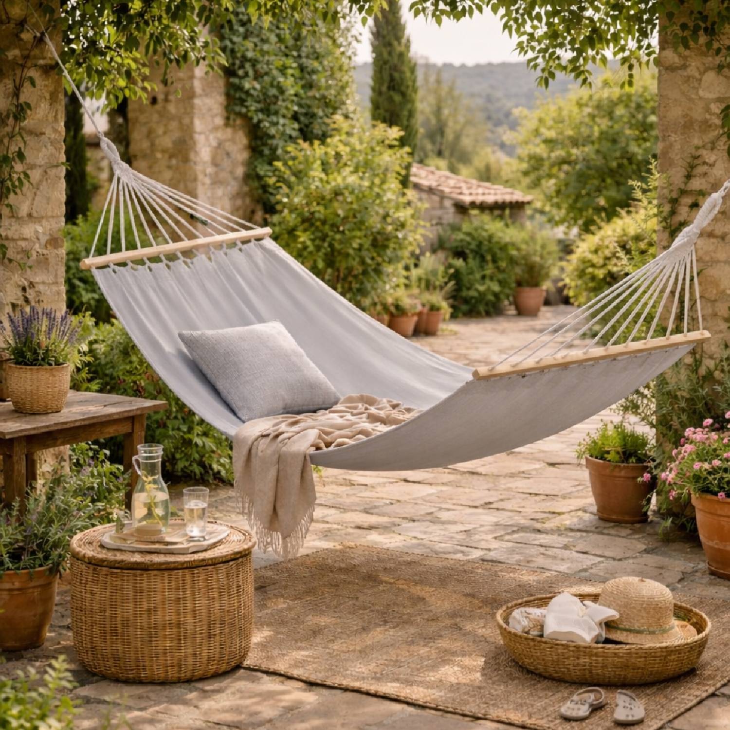Linxor - Toile de hamac 2 personnes 150 x 270 cm avec système d'attache - Gris - Linxor - Imagen 4