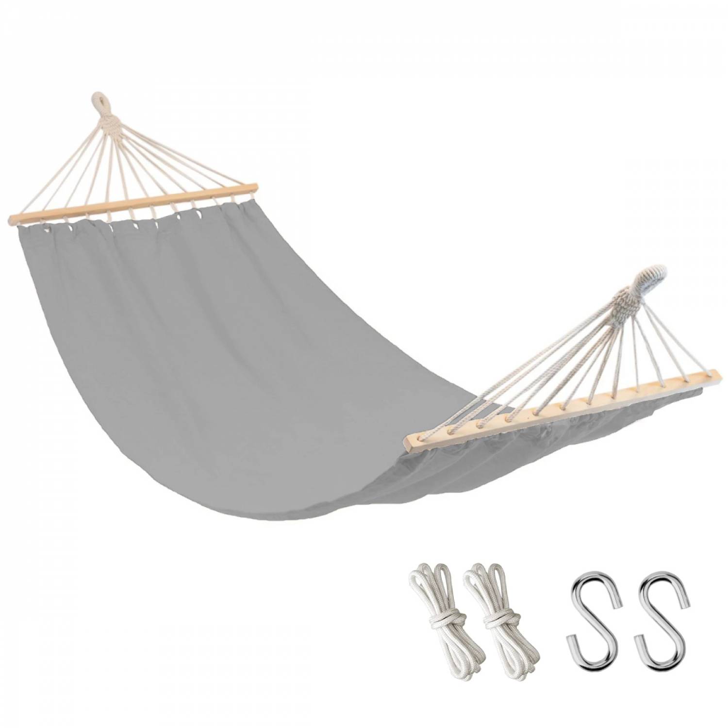 Linxor - Toile de hamac 2 personnes 150 x 270 cm avec système d'attache - Gris - Linxor - Imagen 1