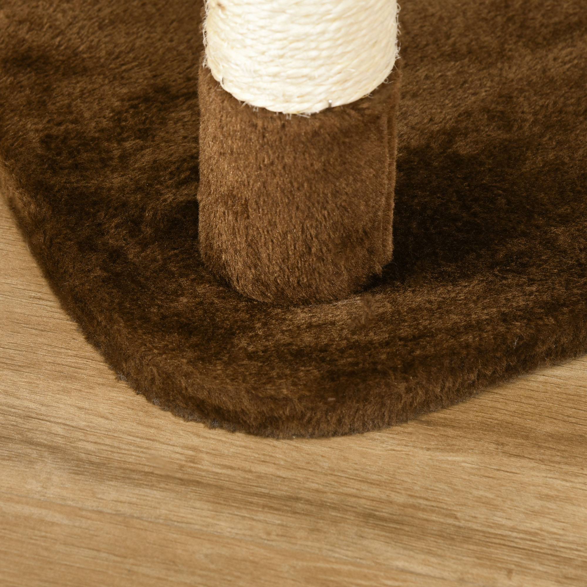 Arbre à chat PawHut avec grotte et hamac, XXL, plusieurs niveaux, peluche, marron, 65 x 50 x 153 cm - Image 10