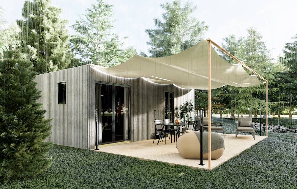Sans Marque - STUDIO DE JARDIN / 35,8 m2 - 7,75 x 4,62m / Plancher isolé / Bardage Gris / Intérieur OSB / Livraison Gratuite / Studio Français - Imagen 6