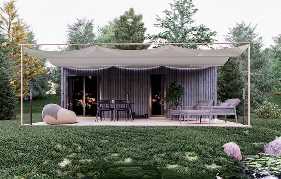 Sans Marque - STUDIO DE JARDIN / 35,8 m2 - 7,75 x 4,62m / Plancher isolé / Bardage Gris / Intérieur OSB / Livraison Gratuite / Studio Français - Image 7