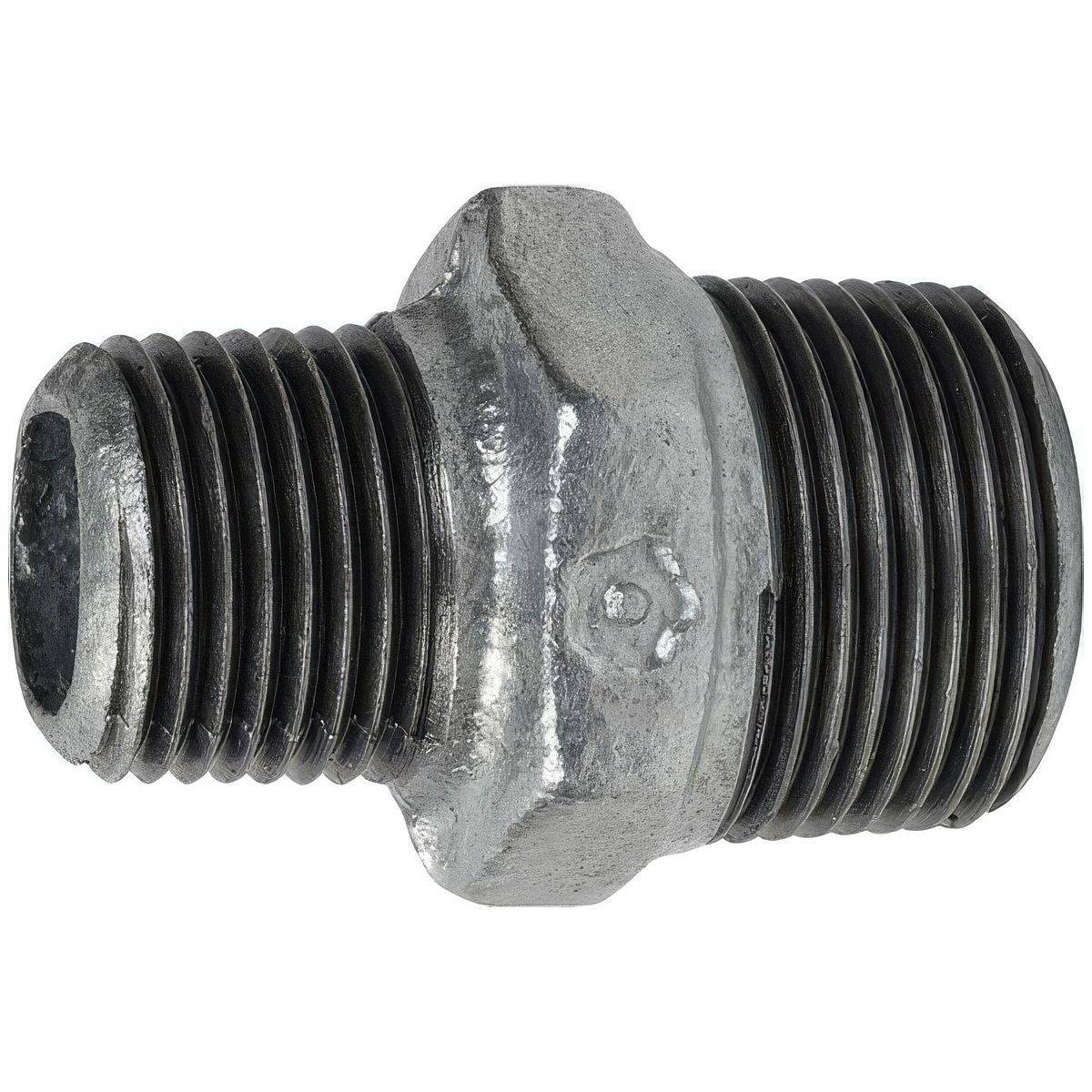Mamelon Réduit Mâle-Mâle en Fonte Malléable Galvanisée - Ø A: 1''1/2 | Ø B: 1'' - Image 1