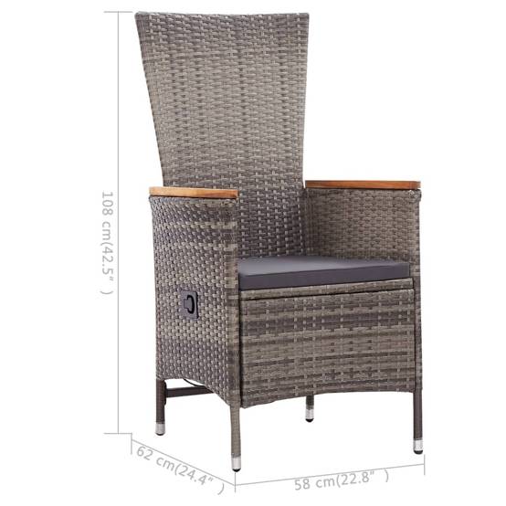 Salon de Jardin 2 Personnes Inclinable Bois et Résine Tressée Gris – ComfortXL Outdoor Living - Image 3