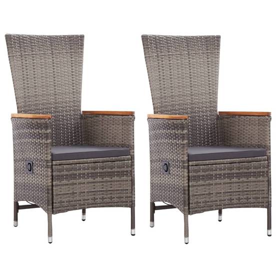 Salon de Jardin 2 Personnes Inclinable Bois et Résine Tressée Gris – ComfortXL Outdoor Living - Image 2