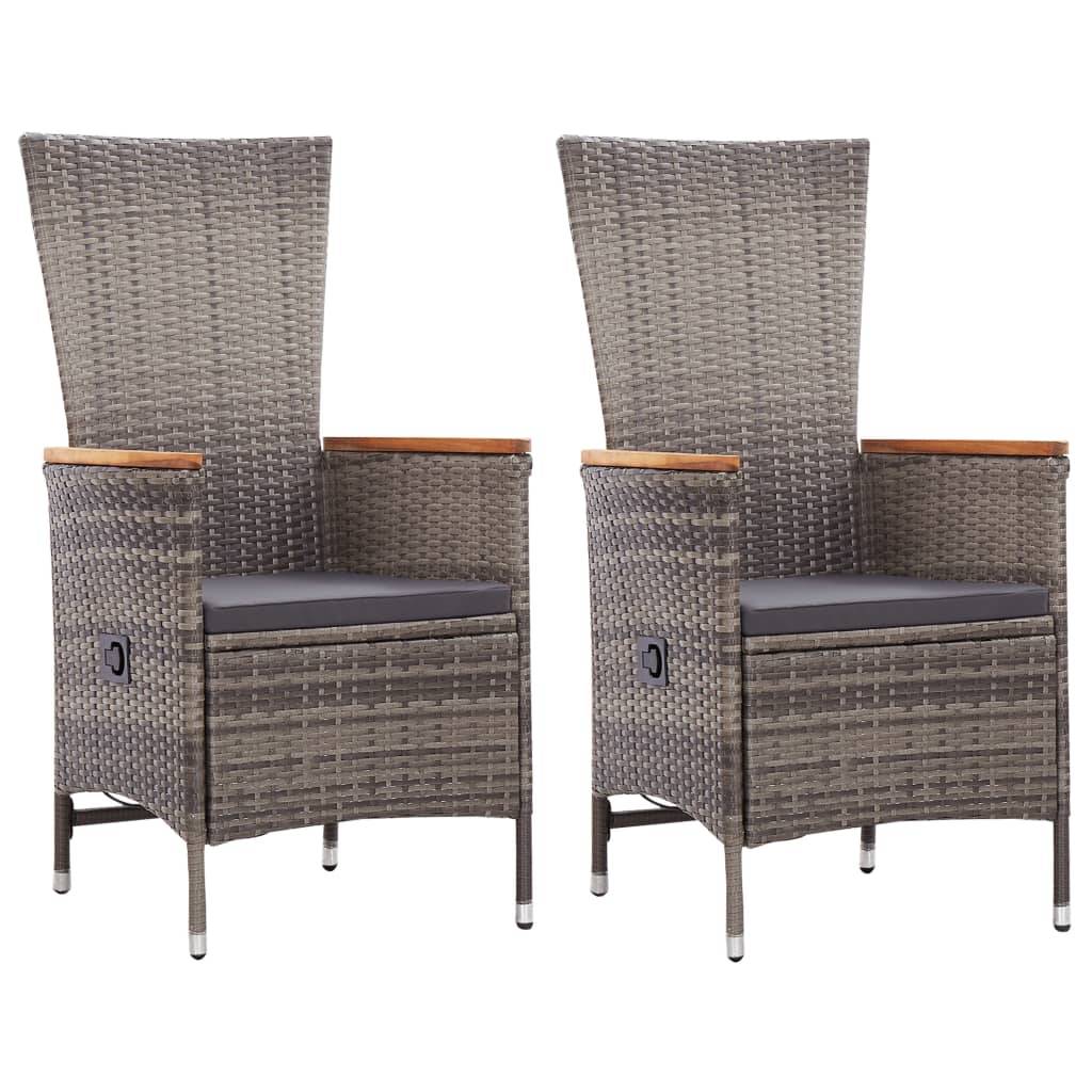 Salon de Jardin 2 Personnes Inclinable Bois et Résine Tressée Gris – ComfortXL Outdoor Living - Image 2