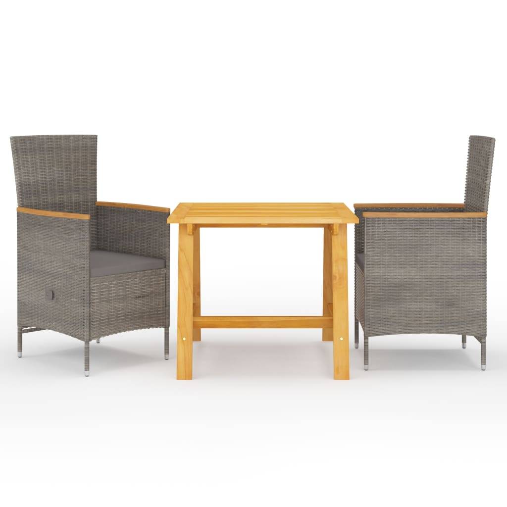 Salon de Jardin 2 Personnes Inclinable Bois et Résine Tressée Gris – ComfortXL Outdoor Living - Image 1