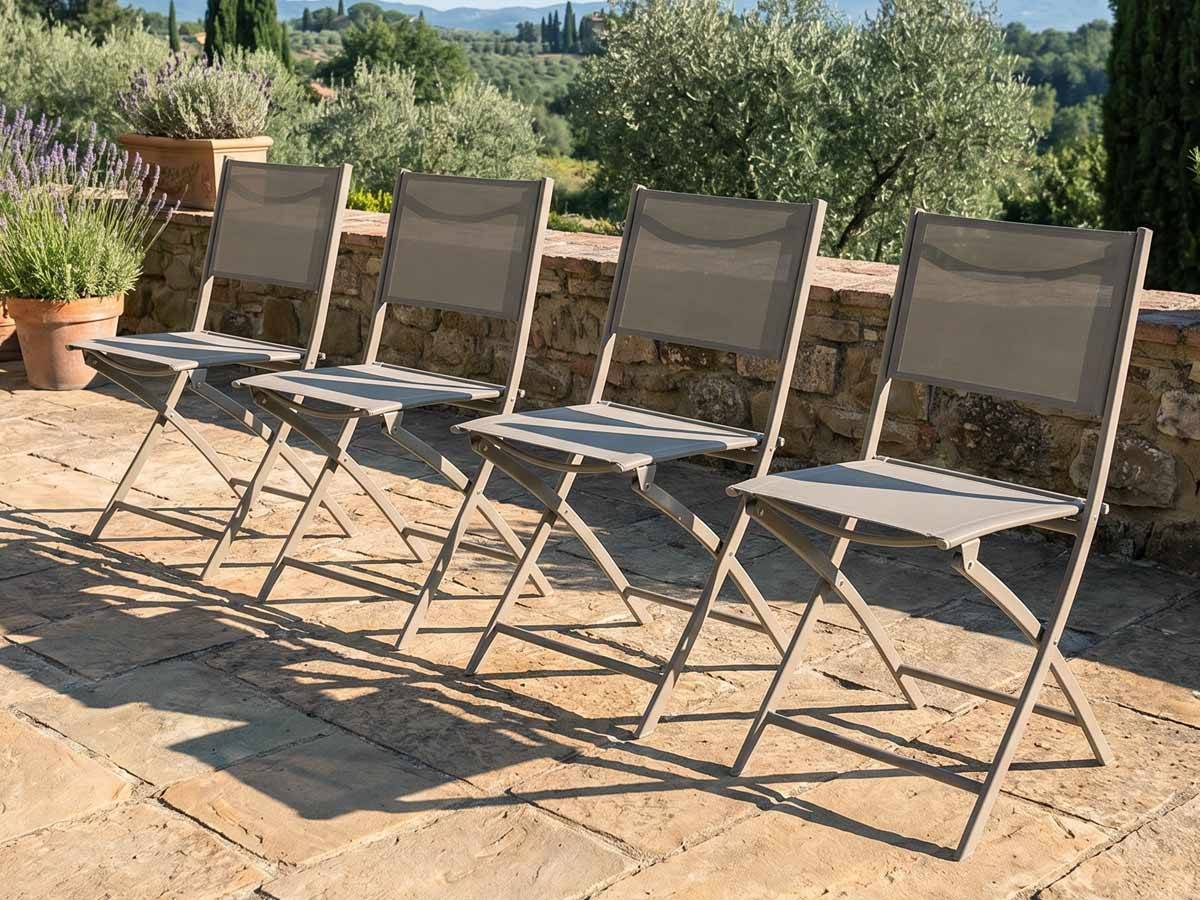 Hesperide - Lot de 4 chaises de jardin pliante métal Modula Café/Noisette - Hesperide - Image 2