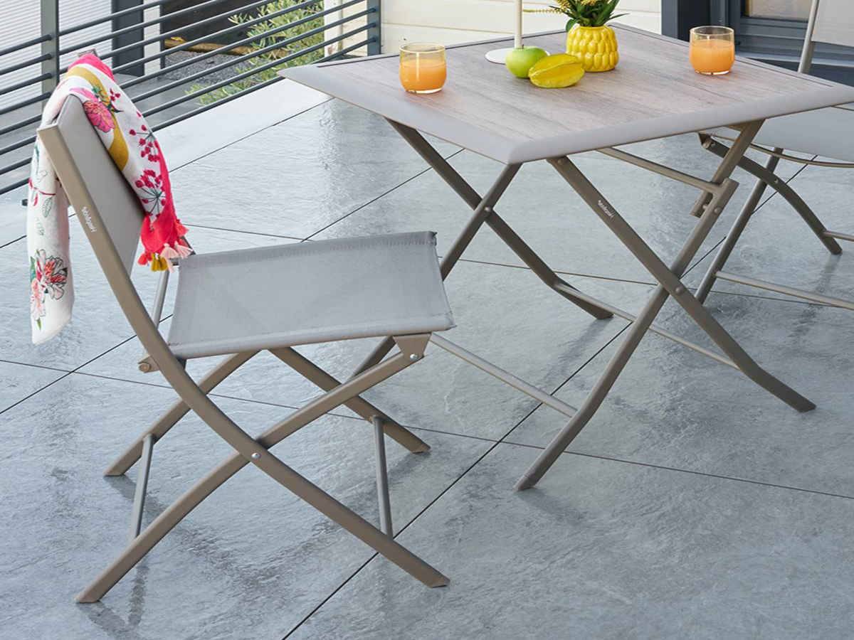 Hesperide - Lot de 4 chaises de jardin pliante métal Modula Café/Noisette - Hesperide - Image 3