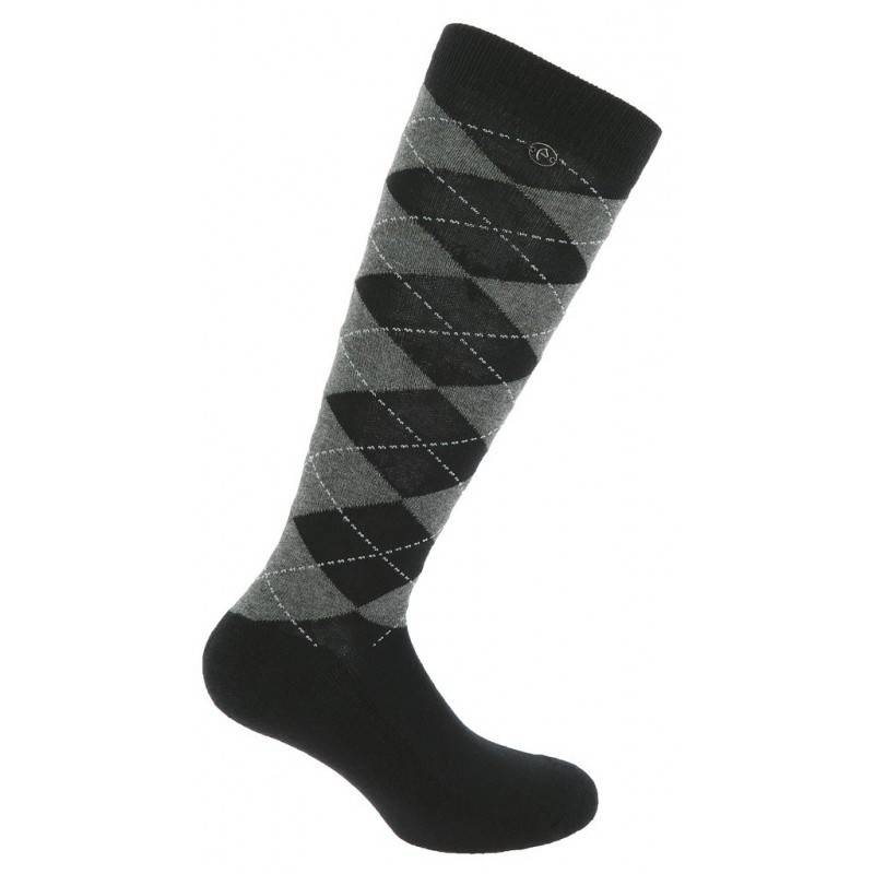 Chaussettes Equithème Argyle - Taille 35/38 - Noir Gris